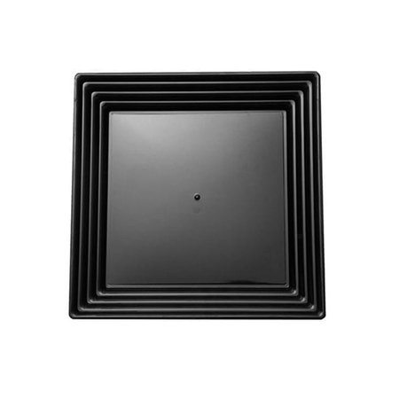 SMARTY HAD A PARTY 16 x 16 Black Square with Groove Rim Plastic Serving Trays 24 Trays, 24PK 7906-CASE